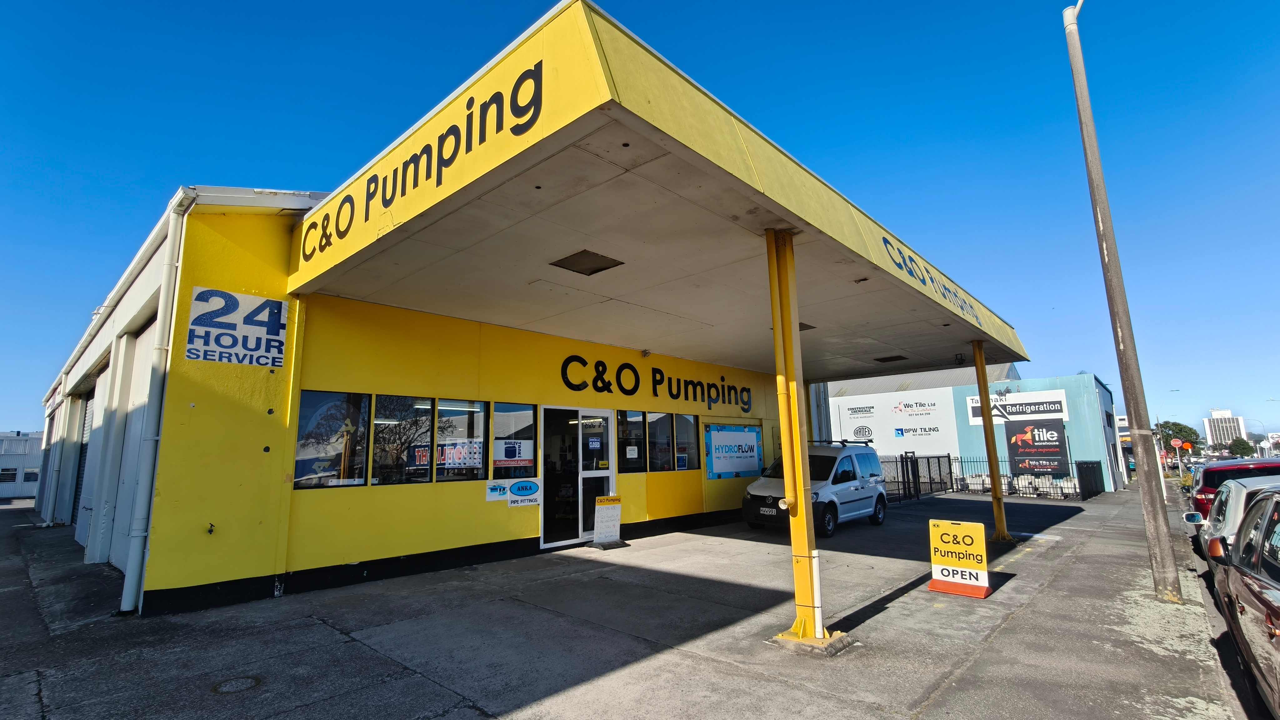The C & O Pumping shop front on Gill Street, New Plymouth